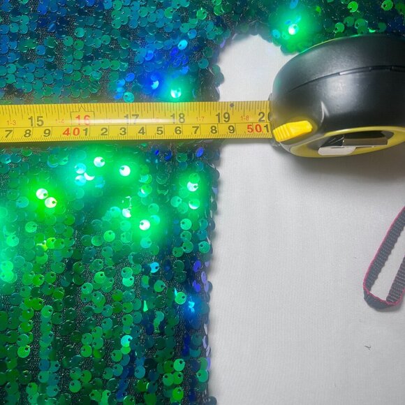 Anna-Kaci Mermaid Sequin Pullover Top Small Green Blue Sparkle Long Sleeve - Picture 6 of 7
